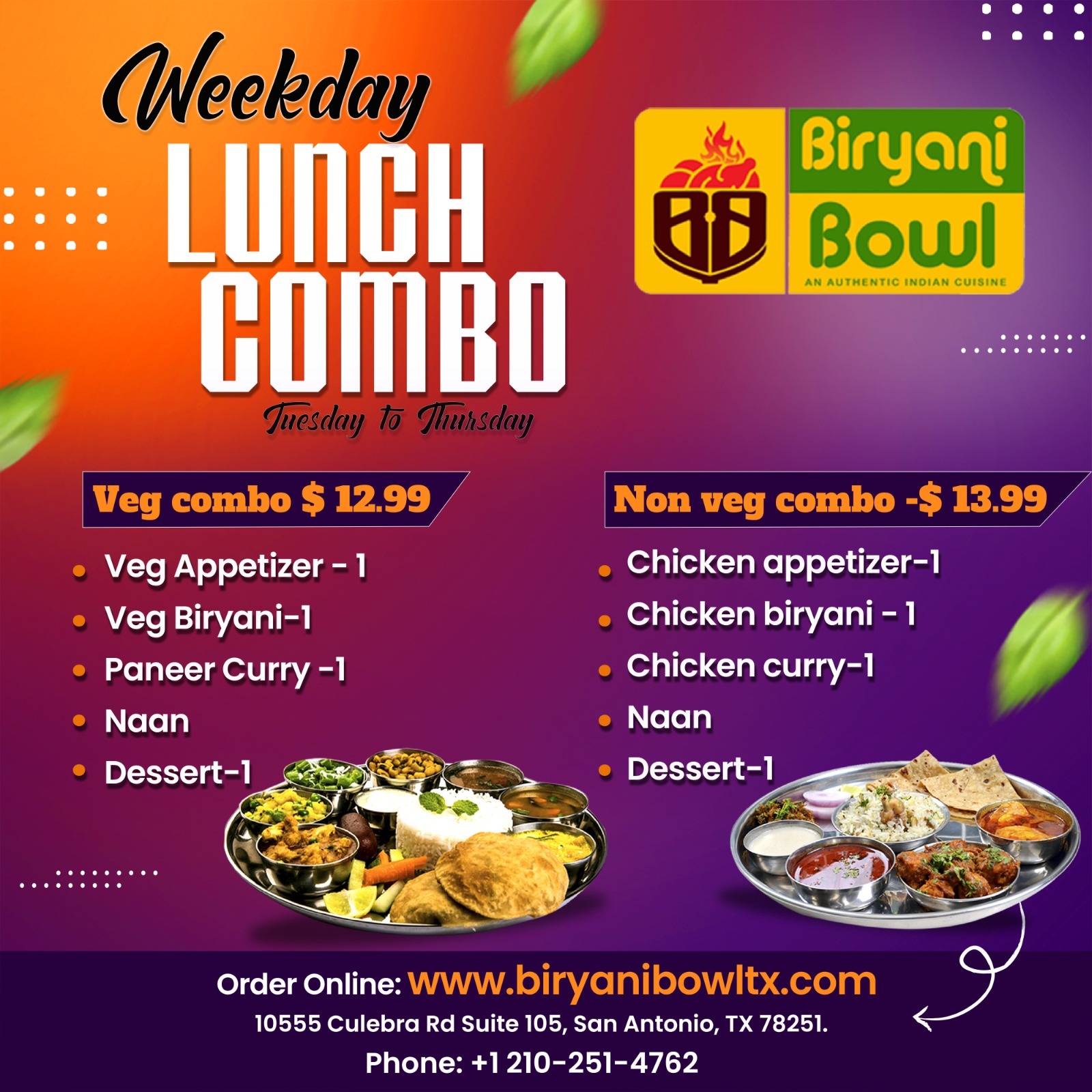Weekday Lunch Combos